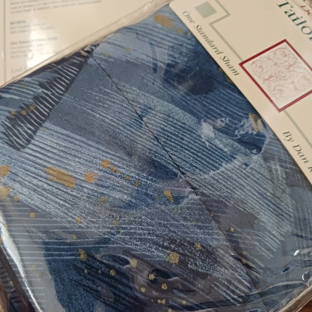 2 Vintage Ashley‎ Taylor Blue Gold Galaxy Navy Pillow Shams 20 x 26 New